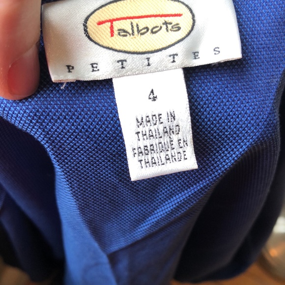 Talbots blue textured button down blouse - Picture 8 of 9